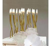 12 pièces Bougies d'anniversaire courbées dorées pour la décoration de gâteau, anniversaire, fête d'anniversaire, fête de demande en mariage Taille UniqueCire