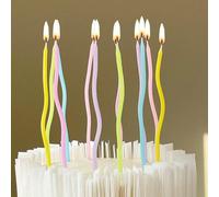 12 pièces bougies d'anniversaire flexibles en forme de macaron colorées pour la décoration de gâteaux, Noël Taille UniqueCire