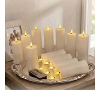 12 pièces Bougies LED en forme de balle avec télécommande, minuterie et fonction de gradation, bougies sans flamme réalistes et vacillantes pour l'extérieur, bougies piliers à piles pour mariage, Hall
