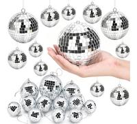 12 Pièces Boule à Facette Kit, Boule Disco avec Corde 10cm 8cm 6cm 5cm | Deco Disco Brillant Réutilisable, Disco Ball pour la Décoration de la Maison, Boules de Noël, Boule a Facette Deco a Poser
