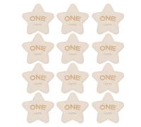 12 Pièces Cartes Étapes Garçon Fille Étoile en Bois Double Face | Finition Bois Beige, Motif Cinq Pointes, pour Séances Photo Mensuelles, Décor Chambre et Shower