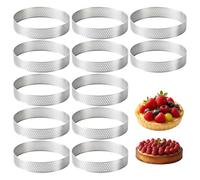 12 Pièces Cercle à Pâtisserie, Ø 10cm Anneaux à Tartelette Moules Dessert | Dessert en Mousse, Cercle à Tarte en Acier Inoxydable, Cercle a Tarte, Moule à Gâteau pour Gâteaux, Mousse, Mini Pizzas