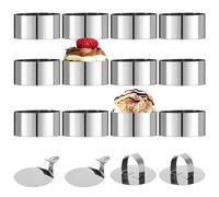 12 Pièces Cercle à Patisserie en Acier Inoxydable,Cercle a Patisserie avec couvercle, avec base,Anneau de mousse circulaire de 8 cm,Convient pour faire de la mousse, des biscuits