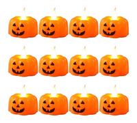 12 Pièces Citrouille Bougie D'halloween Bougie LED Lanterne Citrouille Lanterne Citrouille Lumineuse Citrouilles Jack-O-Lantern D'Halloween pour Décorations de Table Fournitures de Fête d'halloween