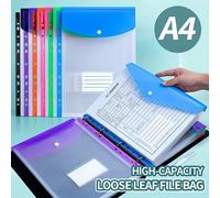 12 pièces Classeur à feuilles mobiles format A4 haute capacité, avec reliure à 11 anneaux, en matériau PP moderne, bouton extensible et poche étiquette, convient pour l'école, la maison, le bureau, le