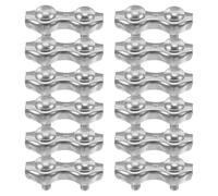 12 Pièces Clip de Câble en Acier Inoxydable à Double Tête | Usage Extérieur et Marin, Maintien Ferme, Serrage des Câbles, Finition Argentée, pour Fils et Cordages