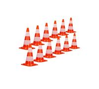 12 Pièces Cônes de Signalisation 47 cm, Orange-Blanc, Pylône de Chantier avec
