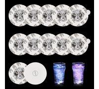 12 pièces de stickers LED pour ambiance, stickers lumineux LED 7 couleurs, sous-verre LED de 6 cm, autocollants lumineux auto-adhésifs pour décoration de bouteilles en verre, éclairage pour bar, fête
