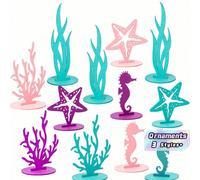12 pièces - Décoration de table en feutre monde sous-marin, avec thème de princesse sirène créative. Pièce maîtresse de table d'anniversaire. Mobilier de bureau DIY parfait pour les fêtes d'anniversai