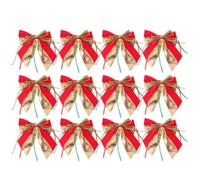 12 Pièces Décorations de Noël, Nœuds de Noël Préliés, en Satin | Ruban Polyester Scintillant, Boucle Intégrée et Trou Arrière, Installation Rapide pour Sapin, Boîte aux Lettres