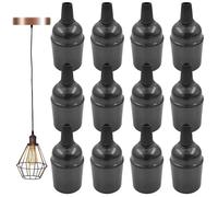 12 pièces Douille E27 Vintage Solide, Douille en bakélite, Douille de lampe avec porte-ampoule, Adaptateur Edison Retro à vis pour ampoule, Douille pour ampoule E27 (Noir)
