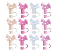 12 Pièces Embout de Paille Nœud en Silicone pour Gobelets | Protection Anti Poussière, Usage École et Bureau, Diamètre 10mm, Accessoire Décoratif pour Bouteilles