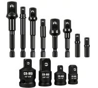 12 pièces Ensemble d'adaptateurs et de réducteurs de douilles à impact, ensemble d'extension, adaptateur de douille pour perceuse transformant la perceuse électrique en tournevis à écrou haute vitesse