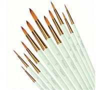 12 pièces Ensemble de pinceaux d'artiste à pointe ronde professionnels, poils synthétiques doux en nylon, pinceaux aquarelle pointus convenant pour l'acrylique, l'aquarelle, l'huile, la gouache, la pe
