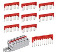 12 Pièces FBS 10-5 Pont Enfichable Rouge, Pontet de Jonction 10 Pôles, Barrette de Pontage pour Bornier Rail DIN, Contacts Laiton, Convient aux Blocs 2,5 mm² et Phoenix Contact PT 2,5/ST 2,5