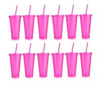 12 Pièces Gobelets Réutilisables avec Couvercles et Pailles Gobelet en Plastique Pailleté de 24 Oz pour Fête D'Anniversaire Jus