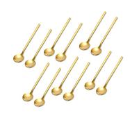 12 Pièces Inoxydable Ronde Cuillère Dessert, Doré Mini Cuilleres a Cafe, Cuillères à Café Polies Miroir, Cuillères À Latte, Cuillères à Café Expresso, Pour Sucre, Gâteau, Crème Glacée, Soupe