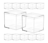 12 Pièces Mini Boîte Carrée Transparente 65ml en Ps | Boîte Plastique Rigide, Claire et Portable, pour Bonbons, Chocolats, Échantillons et Petits Présents