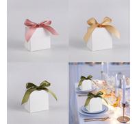 12 pièces Mini boîtes cadeaux vierges avec ruban nœud, petits sacs cadeaux de fête, convenant pour anniversaire, mariage, emballage cadeau de fête, douche nuptiale, fête des mères, cérémonie de remise