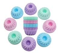 12 Pièces Mini Moules à Kouglof Réutilisables en Silicone Moule de Muffin Patisserie Ustensile à Pâtisserie Moule a Gateau Silicone Rond pour Gâteau Dessert Pouding Au Chocolat Gelée, 4 Couleurs