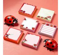 12 pièces Notes adhésives autocollantes rouge à sept étoiles coccinelle Bloc-notes pour fournitures de fête Fournitures scolaires Taille UniquePapetier