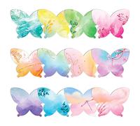 12 Pièces Notes Autocollantes Papillon,Coloré Bloc-notes Autocollant Papillon Aquarelle Autocollants Message Board pour les enfants Étudiants École fournitures de bureau papeterie cadeaux