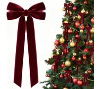 12 pièces Nœuds en velours bordeaux pour décorations de sapin de Noël, 5" X 10", convient pour sapin de Noël, maison, chambre, fête d'anniversaire, porte d'entrée, mariage et autres décorations de fêt