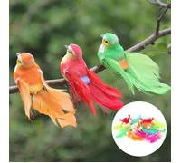 12 pièces Oiseau de simulation de décor d'oiseau artificiel avec ornement décoration clip
