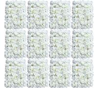 12 pièces Panneaux muraux de fleurs artificielles 60x40cm décor floral fleurs Panneaux muraux de fond de mariage Mur de fleurs de roses pour magasin vitrine fête mariage Dahlia blanc+roses rose pâle f