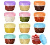 12 Pièces Petites Boîtes Plastique avec Couvercle et Graduations, Mini Récipients Hermétiques 80ml, Petits Pots de Conservation Alimentaire Sans BPA, Réutilisables pour Sauces, Yaourts et Snacks