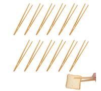 12 Pièces Pinces de Cuisine en Bambou Naturel, Pince en Bois pour Grille Pain, Pince a Cornichon en Bois, Pinces à Toast en Bambou, pour Toast, Barbecue, Buffet, Pain et Steak