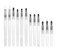 12 Pièces Plastique Pinceau Aquarelle Kit, Pinceaux à Eau avec Réservoir d'eau Remplissable, Stylos Pinceau à Eau pour Le Mélange des Couleurs et la Calligraphie