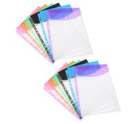 12 Pièces Pochette A4 Transparente, Rangement Documents Perforé | Étui Coloré Fermeture à Bouton Pression, Fenêtre Visible, Protège Contrats, Feuilles, Stylos, Marqueurs au Style Aléatoire