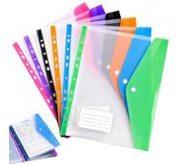 12 Pièces Pochette Plastique A4,Pochette Rangement Imperméable(Multicolore) | Range Document 24,5 x 31 CM Porte Document Durable Classeur pour Organisez les Documents Papiers Reçus et Copies d'examen