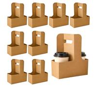 12 Pièces Porte-Gobelet en Carton Pliable Pouvant Accueillir 2 Gobelets | Kraft Port Gobelet avec Poignées, Adaptés Au Café, Boissons et Fleurs Séchées, Faciles à Transporter et à Monter Rapidement