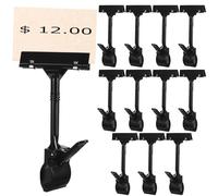 12 Pièces Porte-panneau à Pince Rotatif en Plastique Noir | Affichage D'informations Produit, Usage en Supermarché, Angle Réglable, Design Solide et Simple