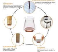 12 Pièces - Protecteur De Chaise, 40*50mm Coussin De Chaise, Protecteur De Pied De Chaise En Silicone De 2mm D'épaisseur, Anti-Rayures Et Anti-Bruit, Transparent