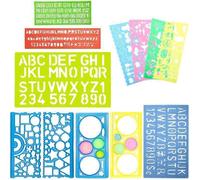 12 Pièces Regle Normographe Lettre et Chiffre Pochoir Alphabet Stencil Letter Pochoir en Plastique Normographe multic TRACE LETTRES