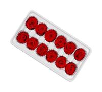 12 Pièces Rose Éternelle Rouge 3 à 4cm, Fleur Stabilisée | Saint-valentin, Accessoire de Bouquet, Fleurs de Mariage, Fête, Romantique, Longue Durée