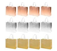 12 Pièces Sachet Présent Réutilisable en Non-tissé, Anses | Poche Présent à Soufflet, Finition Enduite, pour Mariage et Anniversaire, Facile à Transporter
