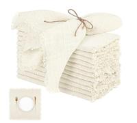 12 pièces serviettes en lin 17x17 pouces serviettes carrées en tissu rustiques avec frange serviettes douces lavables réutilisables pour table de dîner de fête de mariage serviettes en lin beige ensem