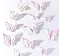 12 pièces/set Autocollant papillon coloré, sticker mural 3D ajouré moderne pour la décoration de la maison, de la chambre, de la salle de bain. Conception romantique spéciale pour anniversaire, Saint-
