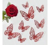 12 pièces/Set Autocollants muraux papillon 3D, convient pour la décoration de gâteau, la décoration de mariage, la décoration de salon, les autocollants, les décalcomanies murales, la décoration de la