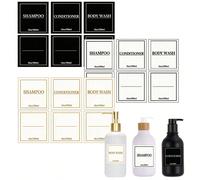 12 pièces/Set Autocollants pour distributeur de savon de salle de bain, Étiquettes pour bouteilles de lotion & de nettoyage, Étiquettes pour shampoing & après-shampoing 12 cartes blanches,12 cartes no