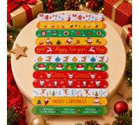 12 pièces/set Bracelets à claquer de Noël, Bracelets à motif Père Noël & Bonhomme de neige, Bracelets de décoration de fête de Noël, Bracelets à claquer de fête de Noël, Décorations Joyeux Noël, Petit
