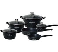12-pièces set de casseroles induction diamant casserole induction fonte d'aluminium casseroles couvercle gants noir