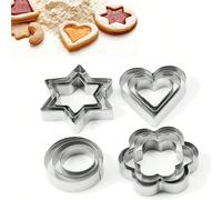 12 pièces/set Emporte-pièces en acier inoxydable en forme de cœur, d'étoile, de fleur et de cercle. Moules à gâteau pour la cuisson, découpoirs à biscuits créatifs, moules à fruits et légumes. Convien