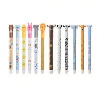12 pièces Stylos gel de chevalet d'animal mignon, pointe de 0,5 mm, lavables et effaçables, couleurs pastel avec designs ludiques - idéal pour le bureau et la papeterie, fournitures de bureau, design 