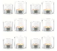 12 pièces Supports de bougie photophore en verre, supports de bougie de vœux en verre cristal, style flottant pour supports de bougie chauffe-plat, petits supports de bougie chauffe-plat modernes, déc