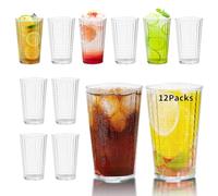 12 Pièces Verre a Eau Coloré, 280ML Plastique Transparent Verre à Cocktail | Réutilisables Verres à Boire Original, Acrylique Obelets en Acrylique Empilables pour Adultes et Fêtes(12, 280 ml)